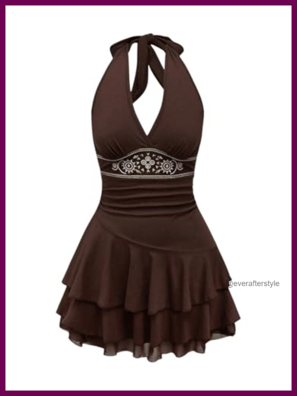 Women's Western Sleeveless Ruched Halter Backless Mini Dress